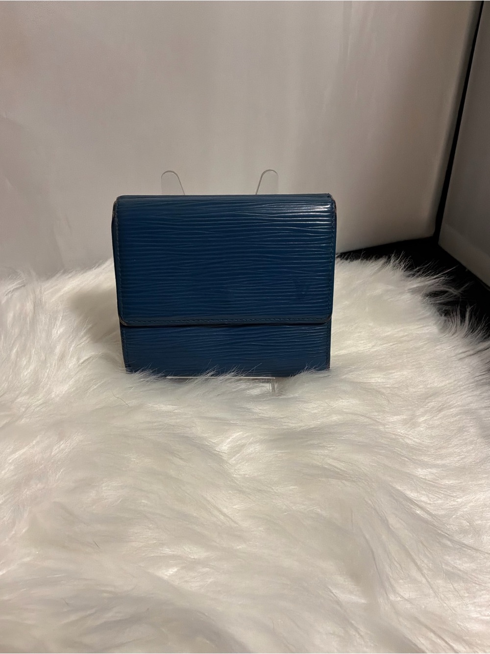 Louis Vuitton Blue Textured Compact Fold Wallet